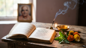 Sri Raghavendra Kavacha and Dandaka chanted before a lamp and open stotra