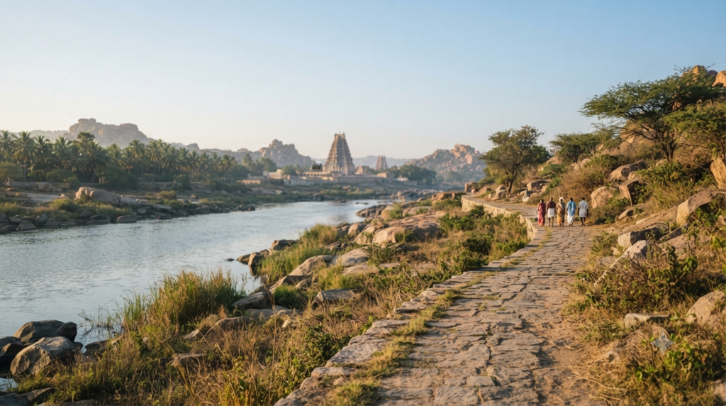 Best time to visit Mantralayam with cool-season morning weather near the Tungabhadra