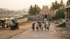 Mantralaya 2 day itinerary with pilgrims arriving for Rayaru darshan and nearby temple visits